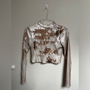 Urban Outfitters Silence + Noise Sequin Long Sleeved Going Out Crop Top